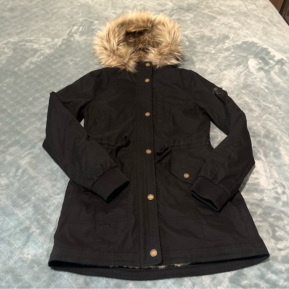 Hollister Black Utility Jacket with Fur Hood and line - Picture 1 of 7
